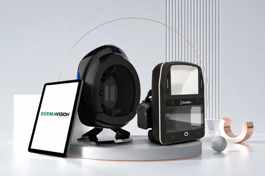 Equipamento de mapeamento facial 3D usado na avaliação particular